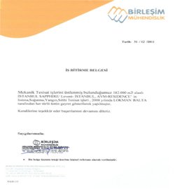 İstanbul Sapphire Residences - İş Bitirme Belgemiz..